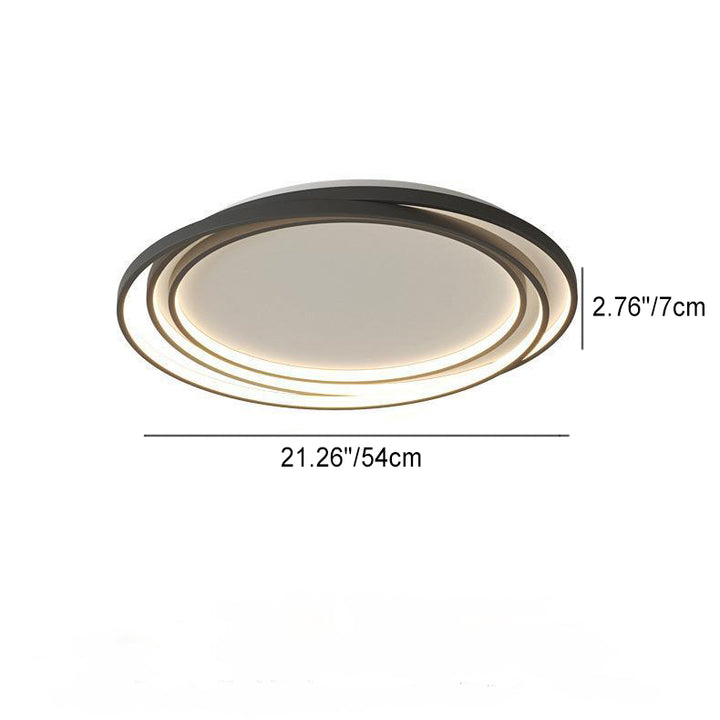 Plafonnier LED en fer silicone à monture affleurante avec anneaux cercles minimalistes modernes pour chambre 