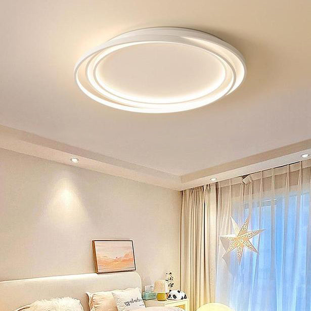 Plafonnier LED en fer silicone à monture affleurante avec anneaux cercles minimalistes modernes pour chambre 