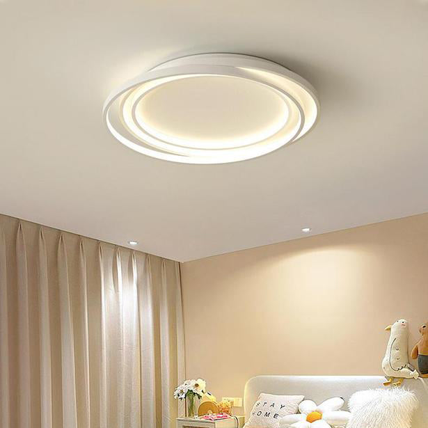 Plafonnier LED en fer silicone à monture affleurante avec anneaux cercles minimalistes modernes pour chambre 