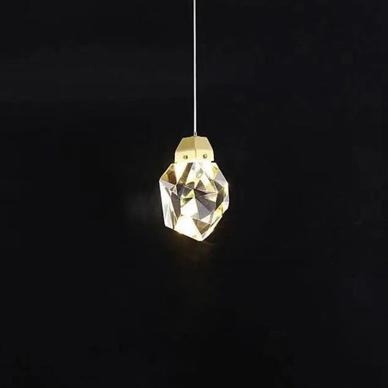 Lámpara colgante LED de cristal de latón con forma de diamante moderno para dormitorio 