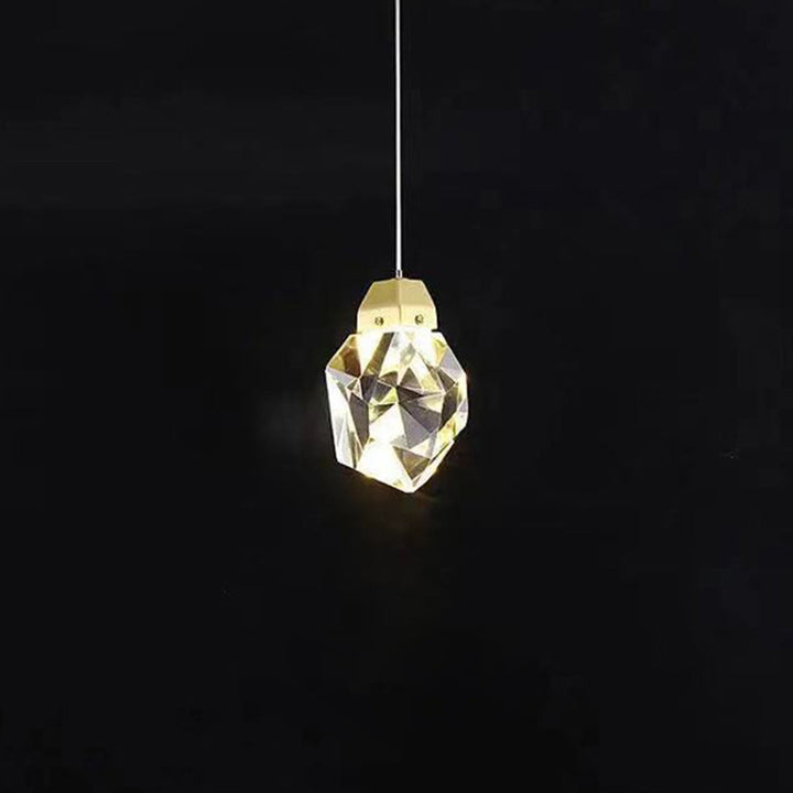 Lámpara colgante LED de cristal de latón con forma de diamante moderno para dormitorio 