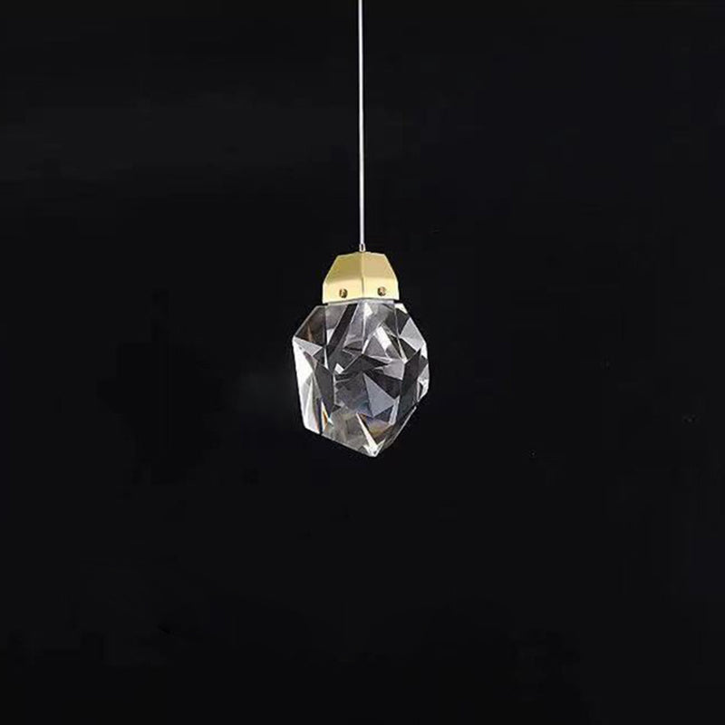 Lámpara colgante LED de cristal de latón con forma de diamante moderno para dormitorio 