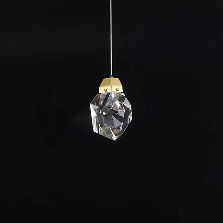 Lámpara colgante LED de cristal de latón con forma de diamante moderno para dormitorio 