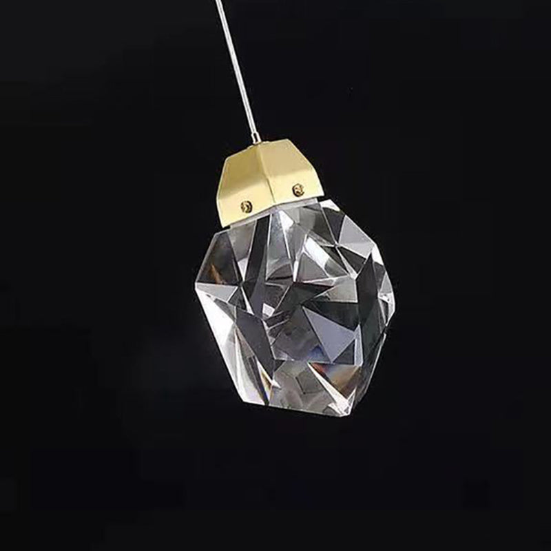 Lámpara colgante LED de cristal de latón con forma de diamante moderno para dormitorio 