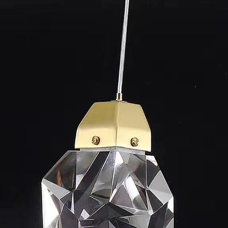 Lámpara colgante LED de cristal de latón con forma de diamante moderno para dormitorio 