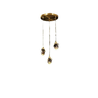 Lustre LED en laiton moderne de luxe en forme de diamant avec cristal pour salle à manger 