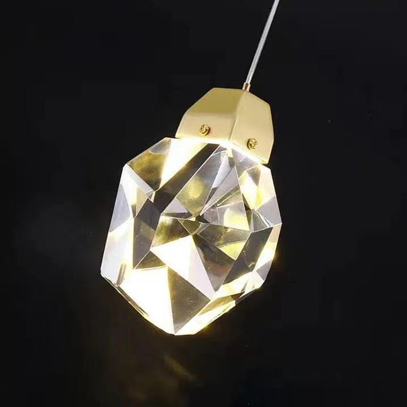 Moderne Luxus-Kronleuchter in Diamantform aus Messing und Kristall mit LED-Insellicht für Esszimmer 