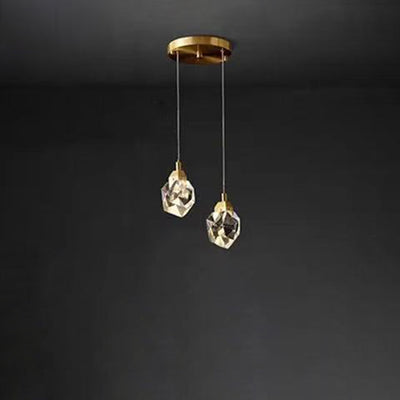 Lustre LED en laiton moderne de luxe en forme de diamant avec cristal pour salle à manger 