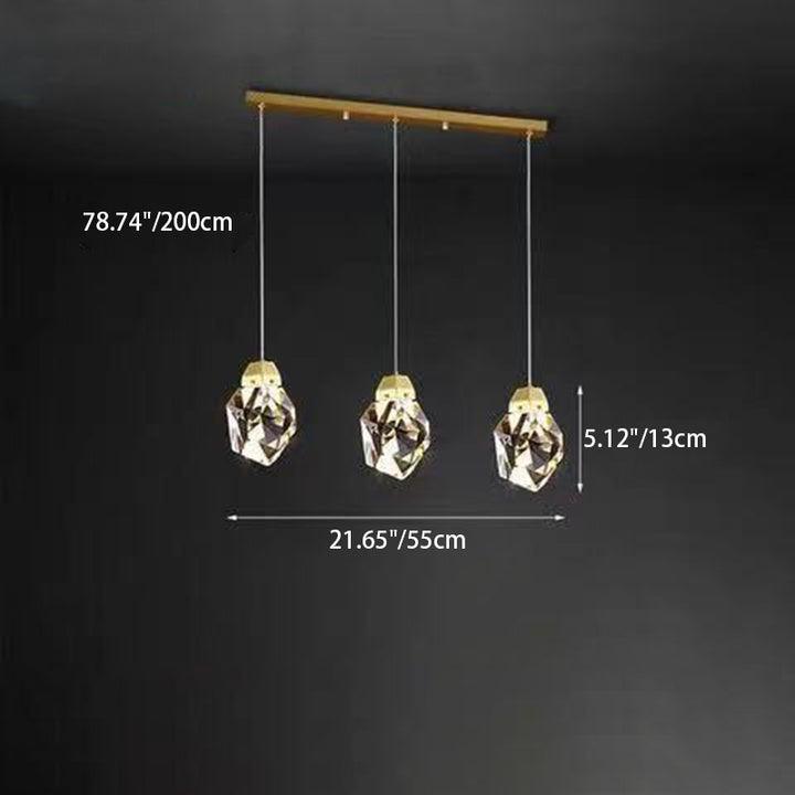 Moderne Luxus-Kronleuchter in Diamantform aus Messing und Kristall mit LED-Insellicht für Esszimmer 