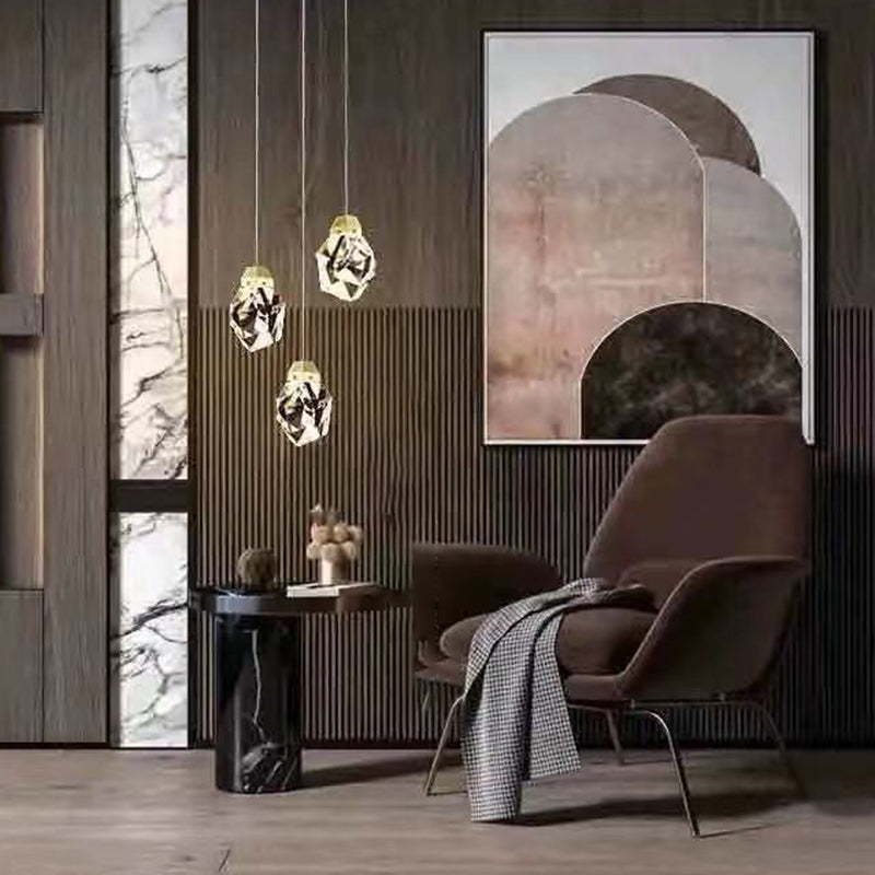 Moderne Luxus-Kronleuchter in Diamantform aus Messing und Kristall mit LED-Insellicht für Esszimmer 