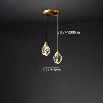 Lustre LED en laiton moderne de luxe en forme de diamant avec cristal pour salle à manger 
