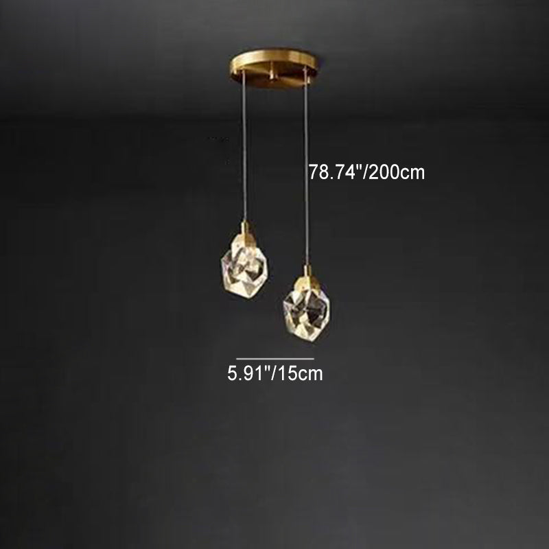 Lustre LED en laiton moderne de luxe en forme de diamant avec cristal pour salle à manger 
