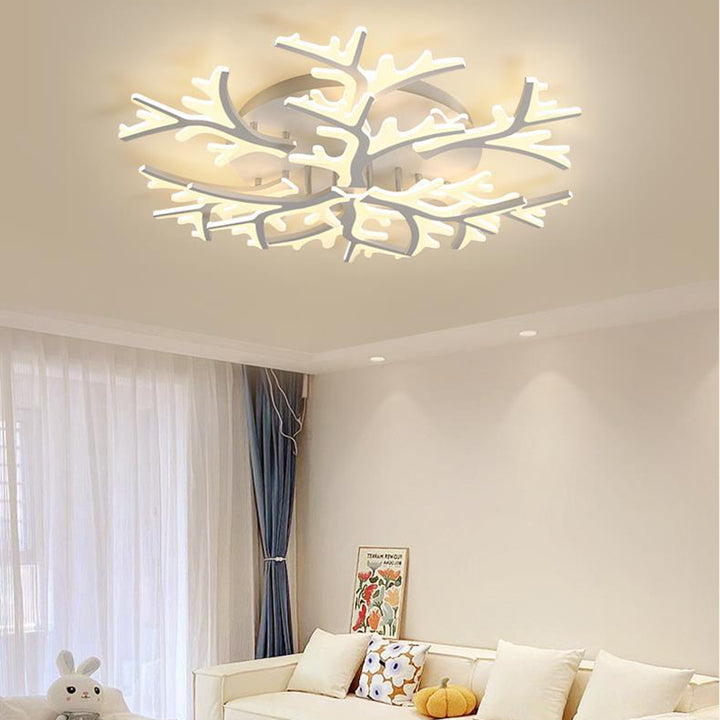 Plafonnier à LED en forme de flocon de neige créatif contemporain en fer et acrylique pour chambre 