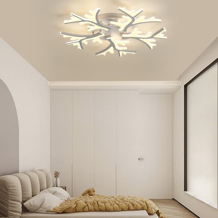 Plafonnier à LED en forme de flocon de neige créatif contemporain en fer et acrylique pour chambre 
