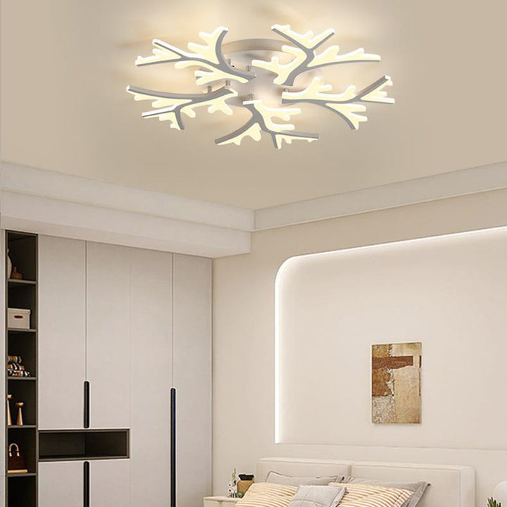 Plafonnier à LED en forme de flocon de neige créatif contemporain en fer et acrylique pour chambre 