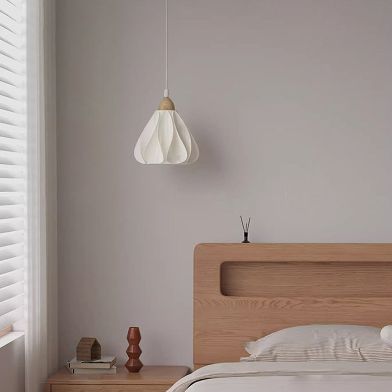 Suspension Luminaire 1 Lumière en Forme de Jupe à Pétales en Bois PLA Traditionnel Français pour Salon 
