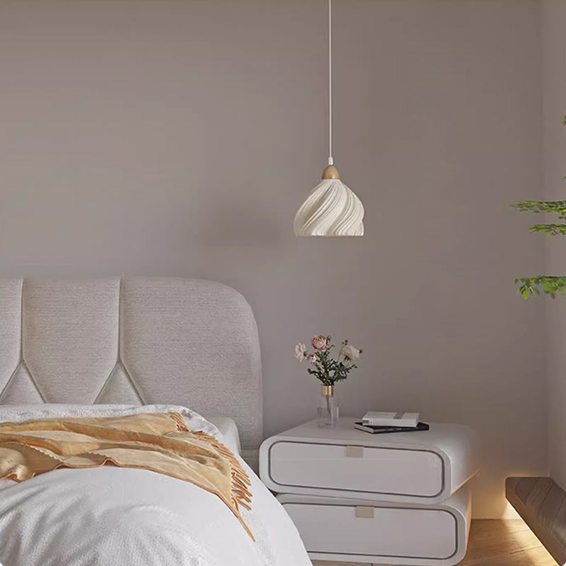 Suspension Luminaire 1 Lumière en Forme de Jupe à Pétales en Bois PLA Traditionnel Français pour Salon 