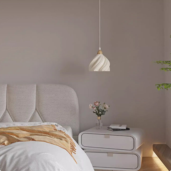 Suspension Luminaire 1 Lumière en Forme de Jupe à Pétales en Bois PLA Traditionnel Français pour Salon 