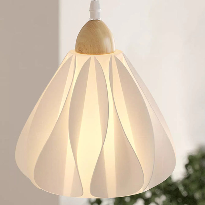 Suspension Luminaire 1 Lumière en Forme de Jupe à Pétales en Bois PLA Traditionnel Français pour Salon 