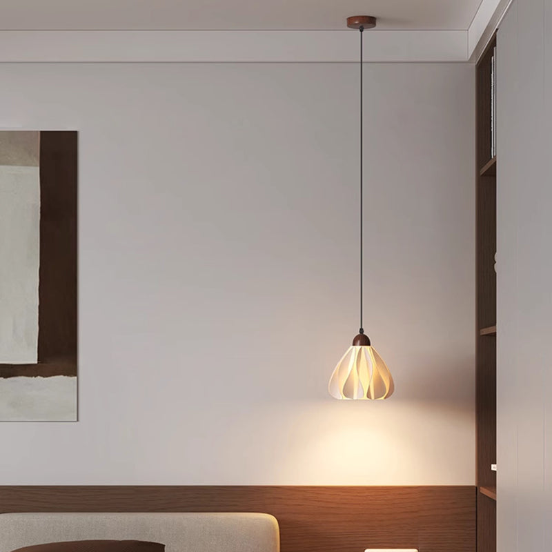 Suspension Luminaire 1 Lumière en Forme de Jupe à Pétales en Bois PLA Traditionnel Français pour Salon 