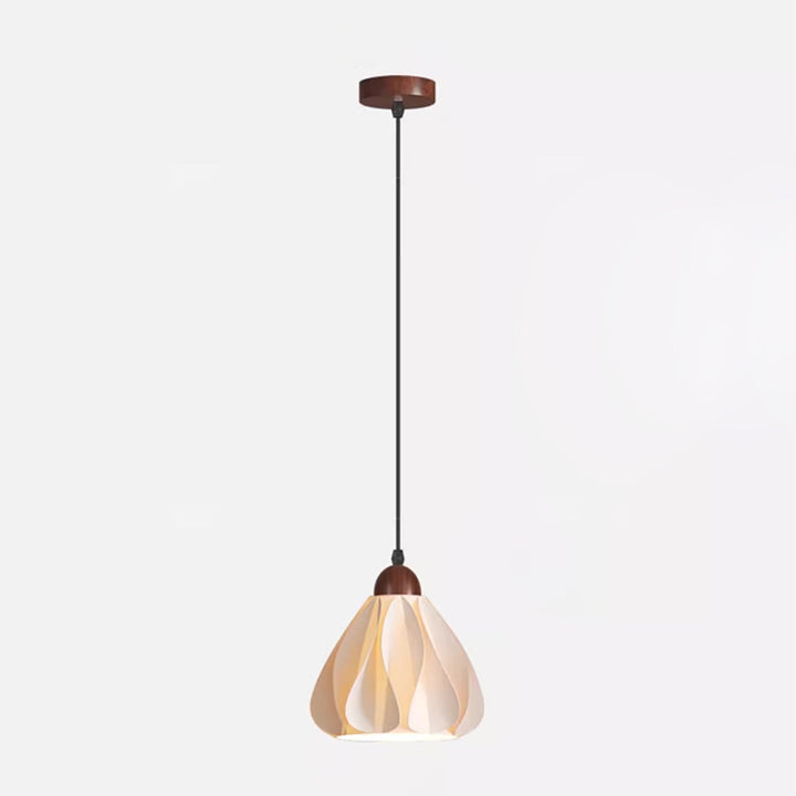 Suspension Luminaire 1 Lumière en Forme de Jupe à Pétales en Bois PLA Traditionnel Français pour Salon 