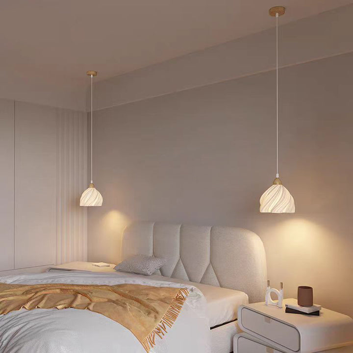 Suspension Luminaire 1 Lumière en Forme de Jupe à Pétales en Bois PLA Traditionnel Français pour Salon 