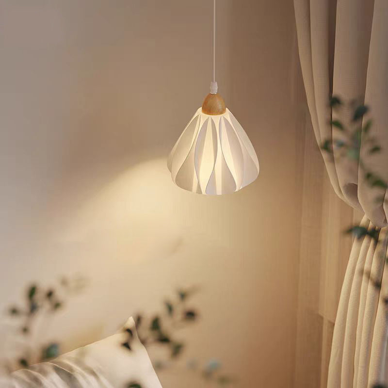 Suspension Luminaire 1 Lumière en Forme de Jupe à Pétales en Bois PLA Traditionnel Français pour Salon 