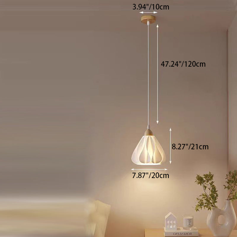 Suspension Luminaire 1 Lumière en Forme de Jupe à Pétales en Bois PLA Traditionnel Français pour Salon 