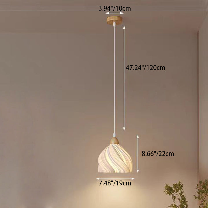 Suspension Luminaire 1 Lumière en Forme de Jupe à Pétales en Bois PLA Traditionnel Français pour Salon 