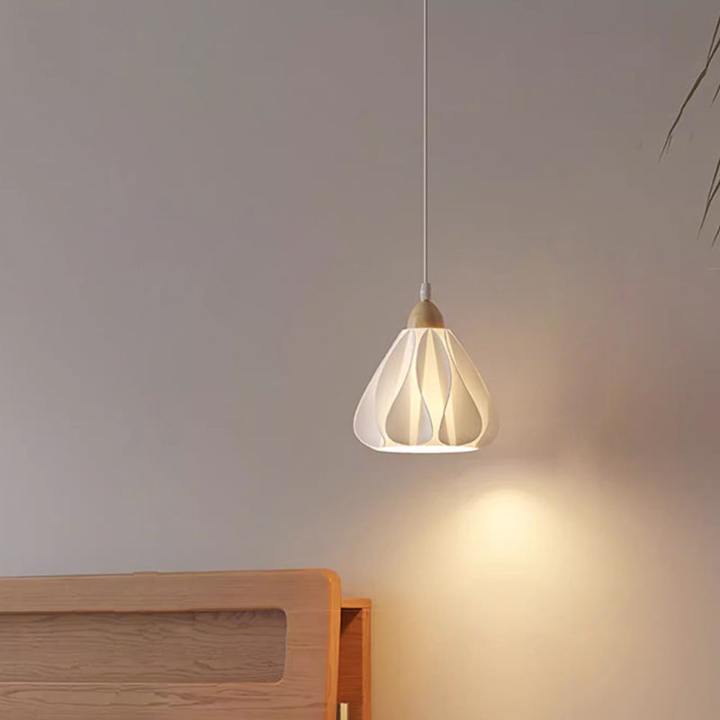 Suspension Luminaire 1 Lumière en Forme de Jupe à Pétales en Bois PLA Traditionnel Français pour Salon 