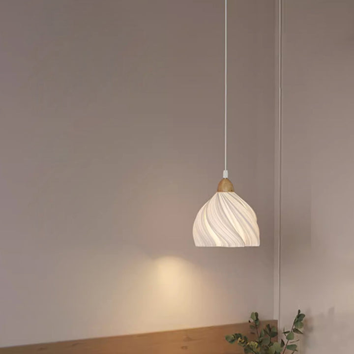 Suspension Luminaire 1 Lumière en Forme de Jupe à Pétales en Bois PLA Traditionnel Français pour Salon 
