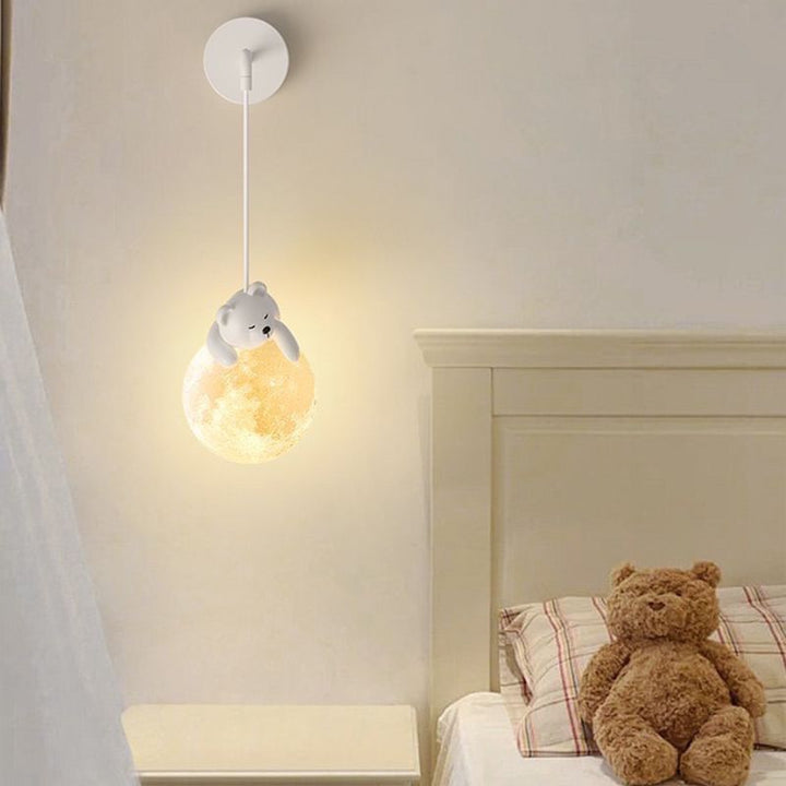 Applique murale contemporaine pour enfants créatifs Lapin Ours Animal en résine de fer PLA 1 lumière pour chambre 
