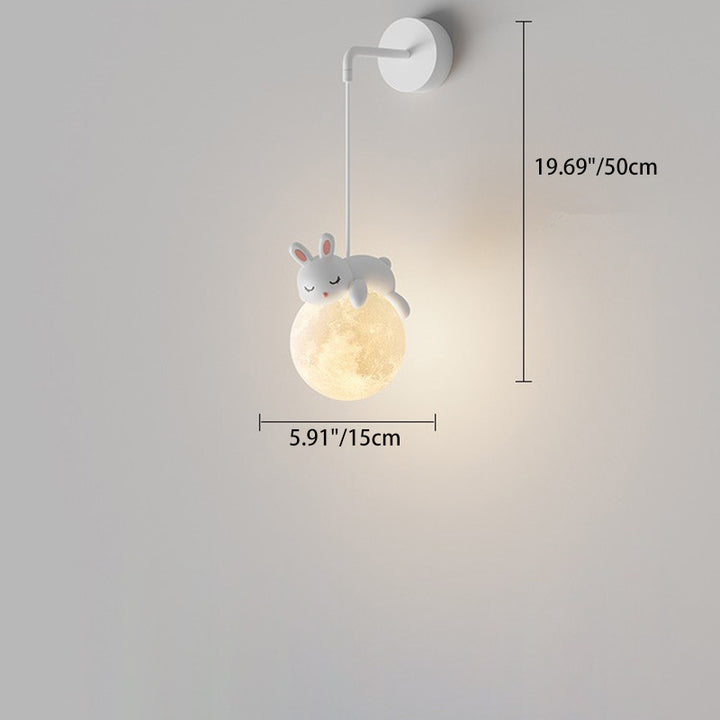 Applique murale contemporaine pour enfants créatifs Lapin Ours Animal en résine de fer PLA 1 lumière pour chambre 