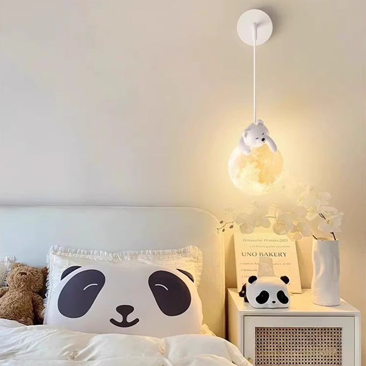 Applique murale contemporaine pour enfants créatifs Lapin Ours Animal en résine de fer PLA 1 lumière pour chambre 