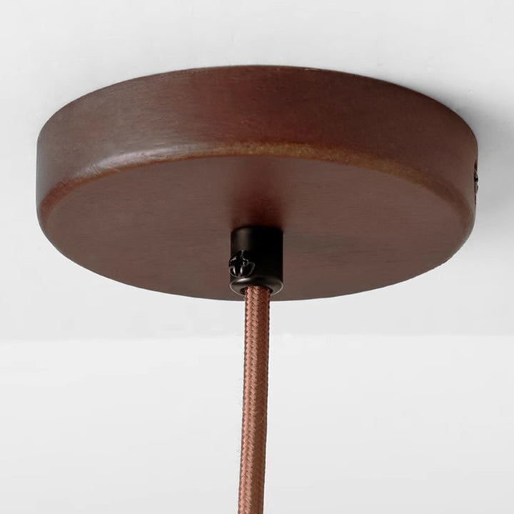 Traditionelle japanische gelbe Travertin-Holzkuppel Zylinder 1-Licht Pendelleuchte für Wohnzimmer 