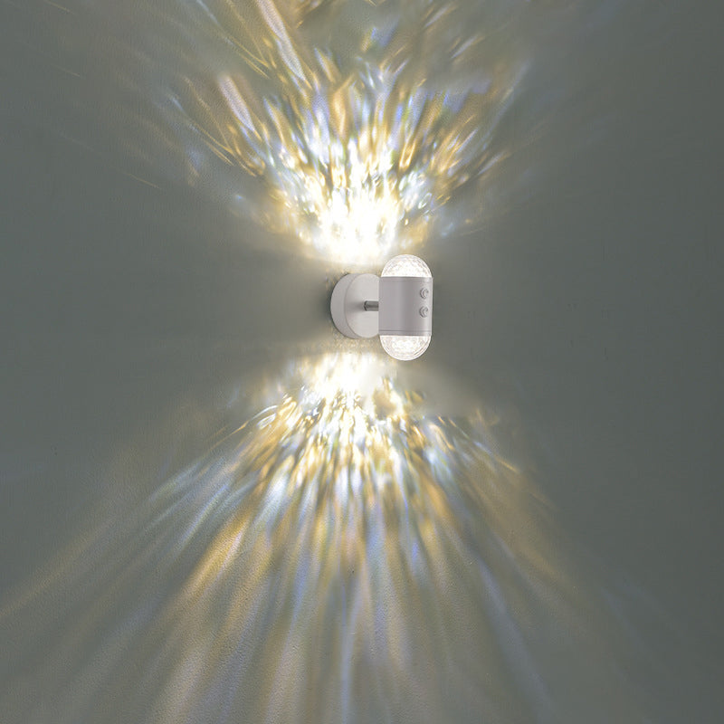 Lámpara de Aplique de Pared LED USB de Hierro Cilíndrico Minimalista Moderna para Pasillo con Amanecer y Atardecer 