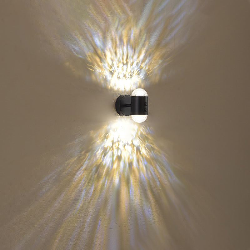 Lámpara de Aplique de Pared LED USB de Hierro Cilíndrico Minimalista Moderna para Pasillo con Amanecer y Atardecer 