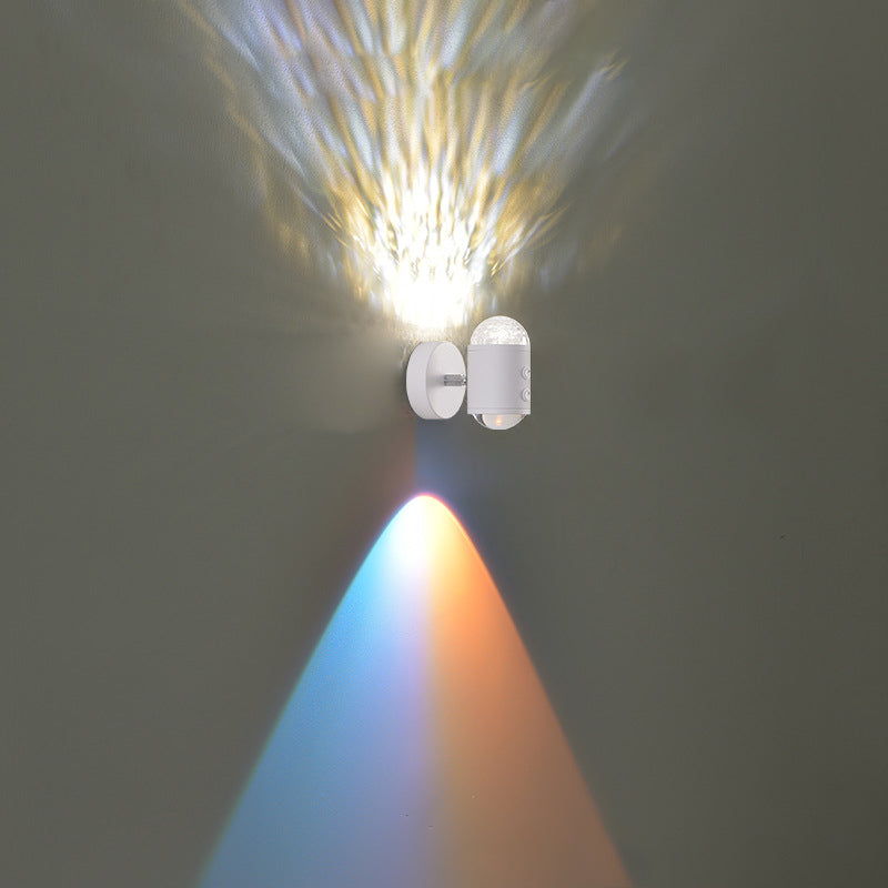 Lámpara de Aplique de Pared LED USB de Hierro Cilíndrico Minimalista Moderna para Pasillo con Amanecer y Atardecer 