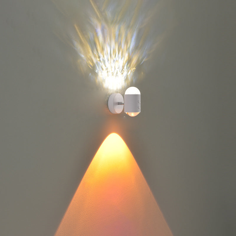 Lámpara de Aplique de Pared LED USB de Hierro Cilíndrico Minimalista Moderna para Pasillo con Amanecer y Atardecer 