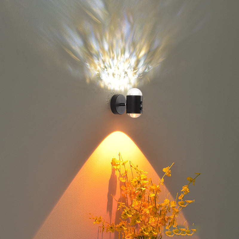 Lámpara de Aplique de Pared LED USB de Hierro Cilíndrico Minimalista Moderna para Pasillo con Amanecer y Atardecer 