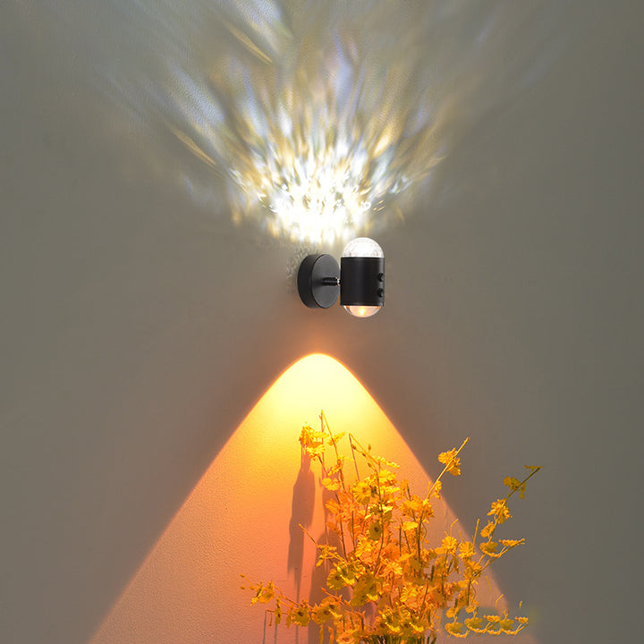 Lámpara de Aplique de Pared LED USB de Hierro Cilíndrico Minimalista Moderna para Pasillo con Amanecer y Atardecer 