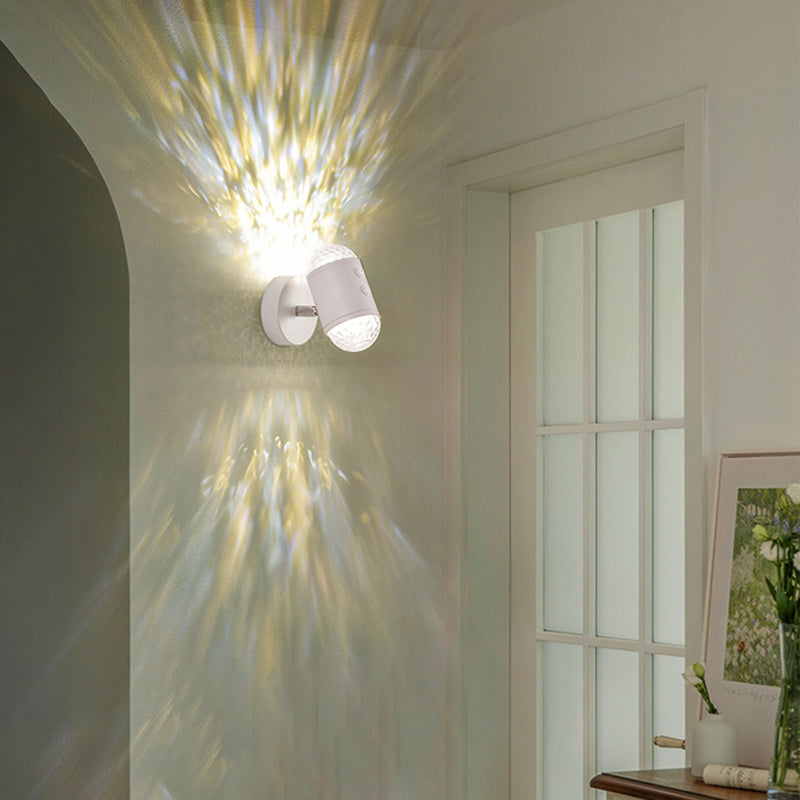 Lámpara de Aplique de Pared LED USB de Hierro Cilíndrico Minimalista Moderna para Pasillo con Amanecer y Atardecer 