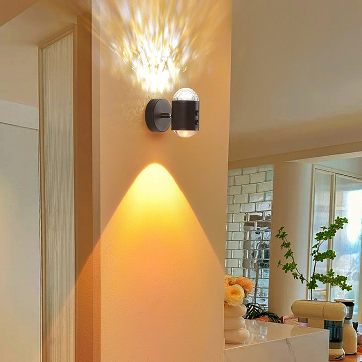 Lámpara de Aplique de Pared LED USB de Hierro Cilíndrico Minimalista Moderna para Pasillo con Amanecer y Atardecer 