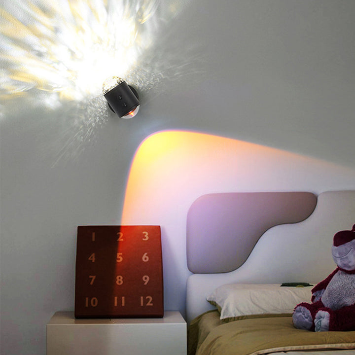 Lámpara de Aplique de Pared LED USB de Hierro Cilíndrico Minimalista Moderna para Pasillo con Amanecer y Atardecer 