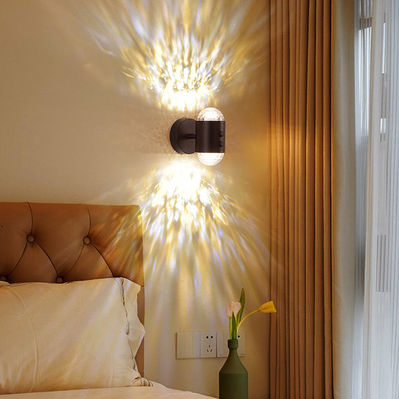Lámpara de Aplique de Pared LED USB de Hierro Cilíndrico Minimalista Moderna para Pasillo con Amanecer y Atardecer 