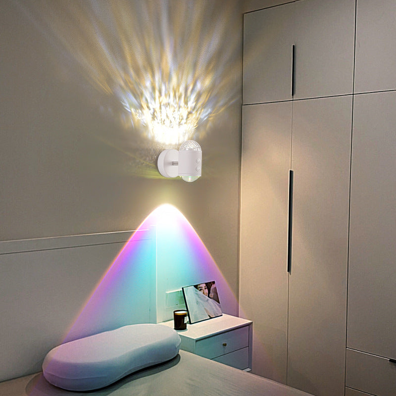 Lámpara de Aplique de Pared LED USB de Hierro Cilíndrico Minimalista Moderna para Pasillo con Amanecer y Atardecer 