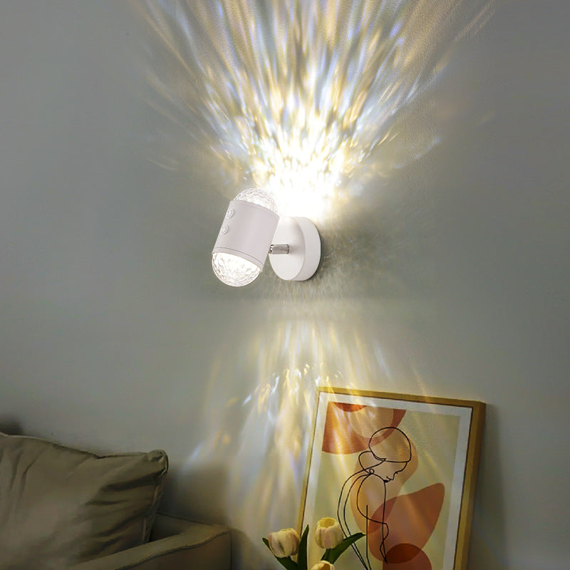 Lámpara de Aplique de Pared LED USB de Hierro Cilíndrico Minimalista Moderna para Pasillo con Amanecer y Atardecer 