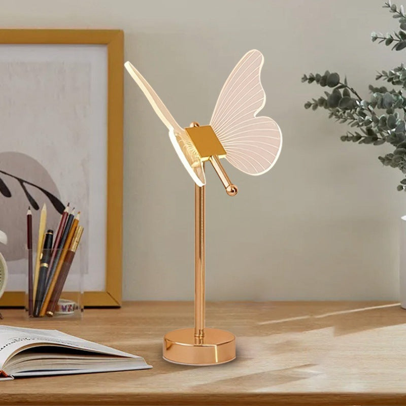 مصباح طاولة LED أكريليك على شكل فراشة قابل للشحن عبر USB بأسلوب الشمال الحديث لغرفة النوم 