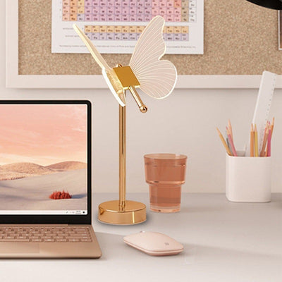 مصباح طاولة LED أكريليك على شكل فراشة قابل للشحن عبر USB بأسلوب الشمال الحديث لغرفة النوم 