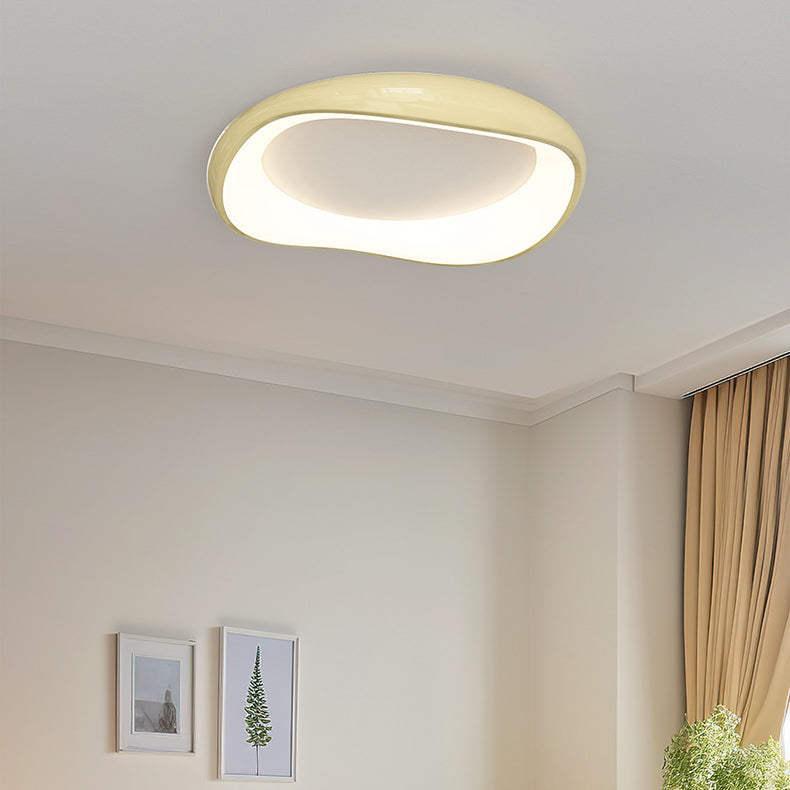 Modern Simplicity Irregular Round Iron Acrylic LED Flush Mount Ceiling Light For Bedroom